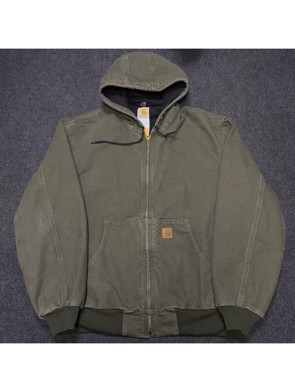 Carhartt Jacket Men's 2XL J208 MOS Green Sandstone Hooded Active Jacket